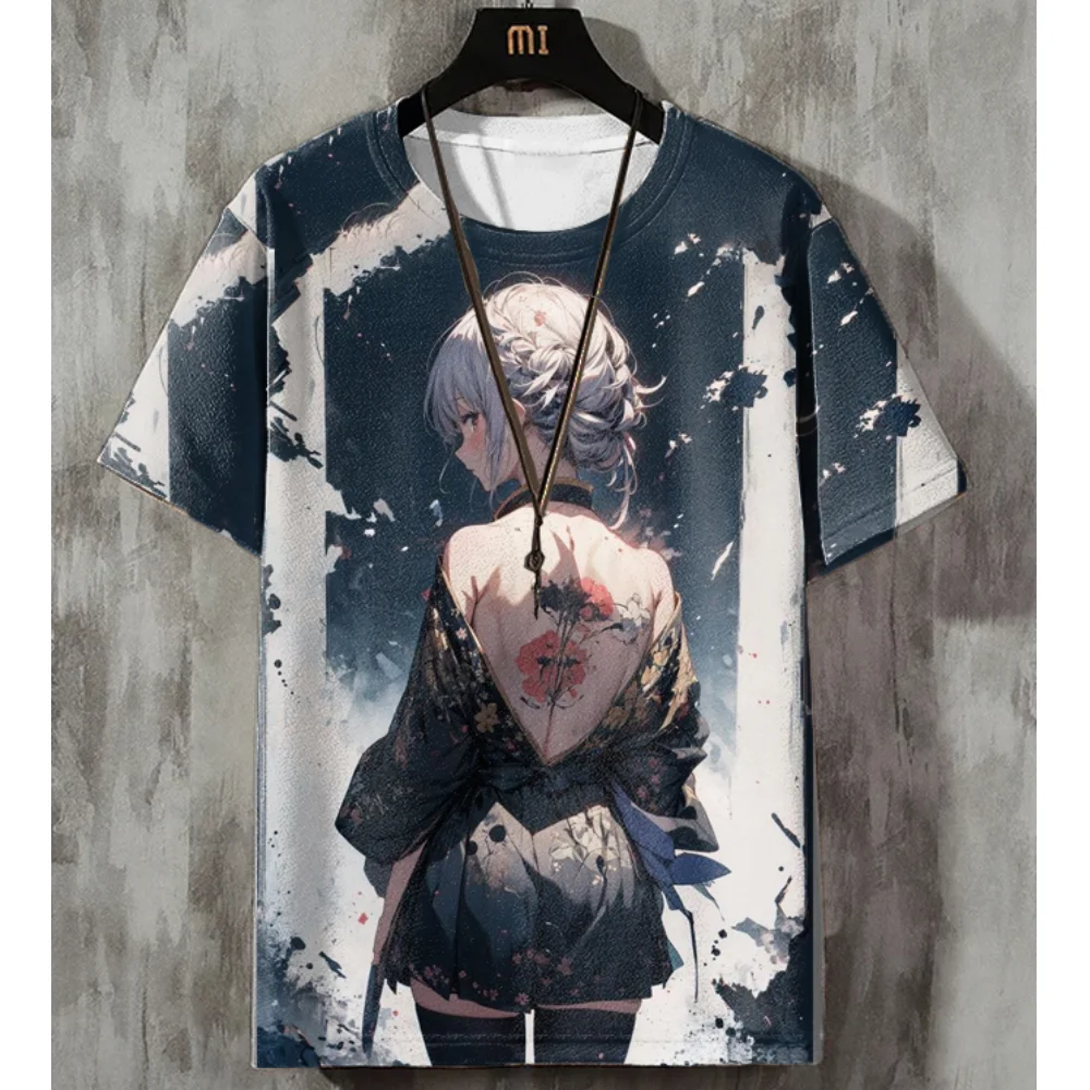 

Anime Men's T-shirt Sexy Beauty 3D Print T-shirts Harajuku Tees Fashion Casual Short Sleeved Tee Oversized Men Y2k Clothing Tops
