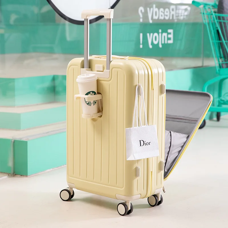 KLQDZMS-Bolsa de viaje para equipaje, Maleta de embarque para ordenador portátil con apertura frontal, cubierta de carrito con carga USB ABS + PC, Maleta de viaje de 20 "22" 24 "26"