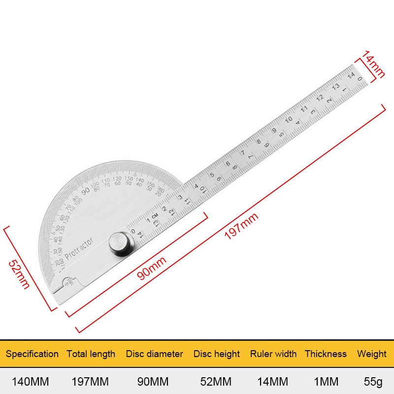 Protractor Angle Ruler Dividing Gauge Angle Ruler 180 Degree Semi Circular Carpenter Angle Ruler 14cm 1PC