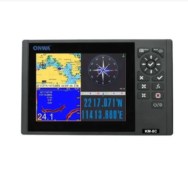 ONWA KM-8C 8-inch GPS Chart Plotter with GPS Fish Finder/depth sounder/Echo sounder (supports Expanded Features)+fish transducer
