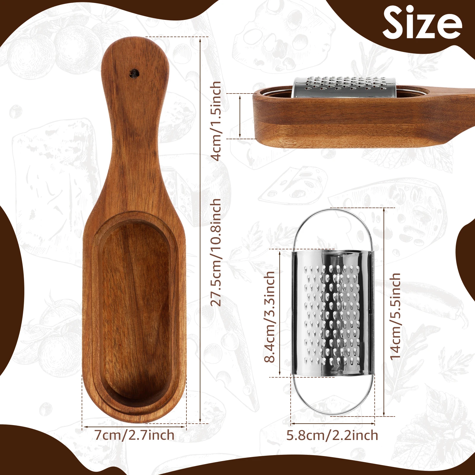 Potato Cheese Grater Stainless Steel Cheese Lemon Fruit Peeler Shredder with Storage Space for Grating Carrots Chocolate