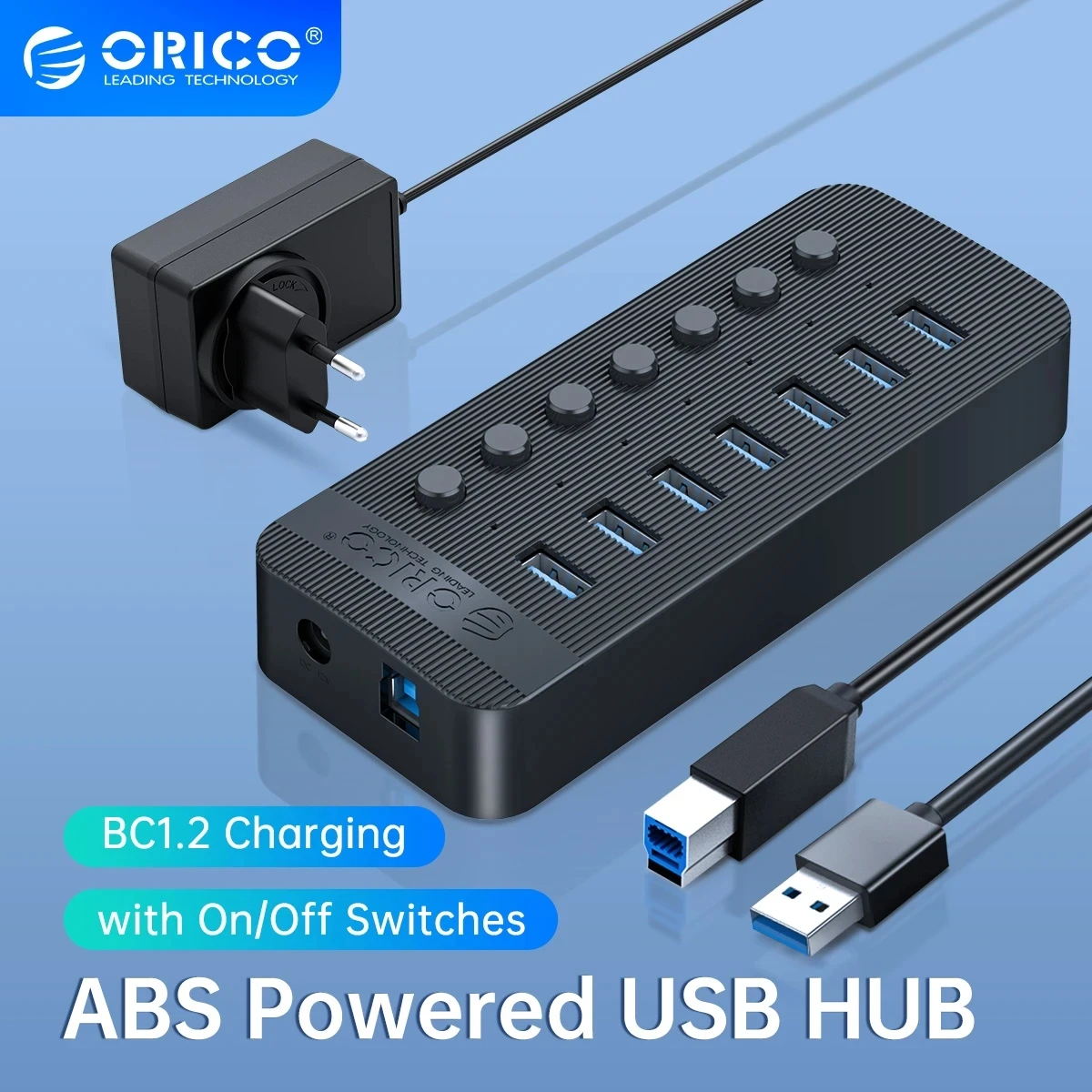 

ORICO USB 3.0 HUB Industrial 7/10/13 Port USB OTG Splitter Dock Station Independent Switch with 12V Power Adapter For Desktop