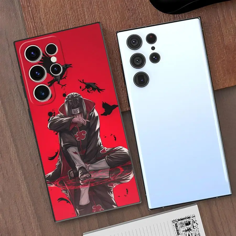 Black Soft Phone Cover with Cartoon Uchiha Itachi Design