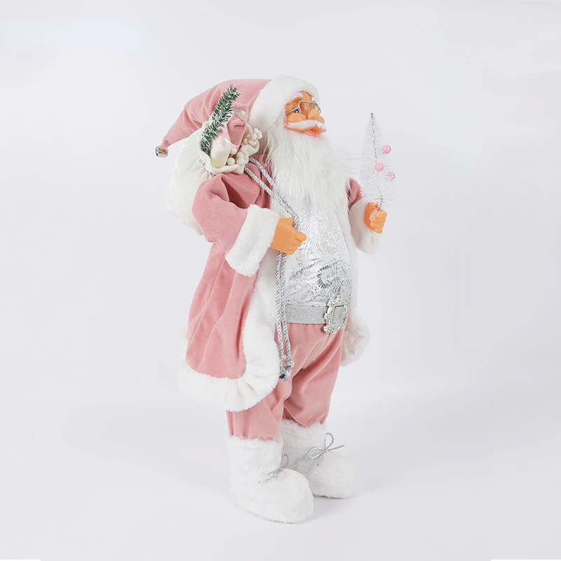 Christmas Decorations pink Santa Claus Dolls Standing Christmas