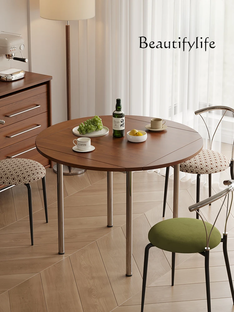 

Antique Style Solid Wood Folding Dining Table Household Retractable Dining Table