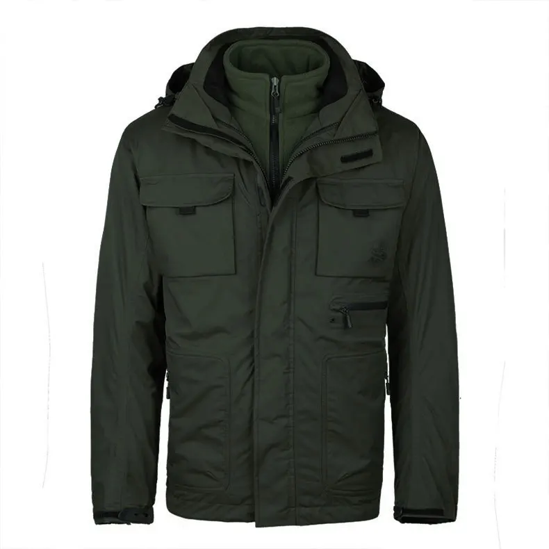 

3 in 1 Tactical Jacket Men Windproof Waterproof Hooded Thicken Removable Fleece Lining Coats Outdoor Hiking Camping Warm Outwear