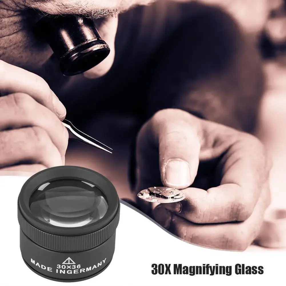 30X 36mm K9 Optical Lens Magnifying Glass Handheld Loupe for Jewelry Coin Stamps Watch Repair & Precision Work