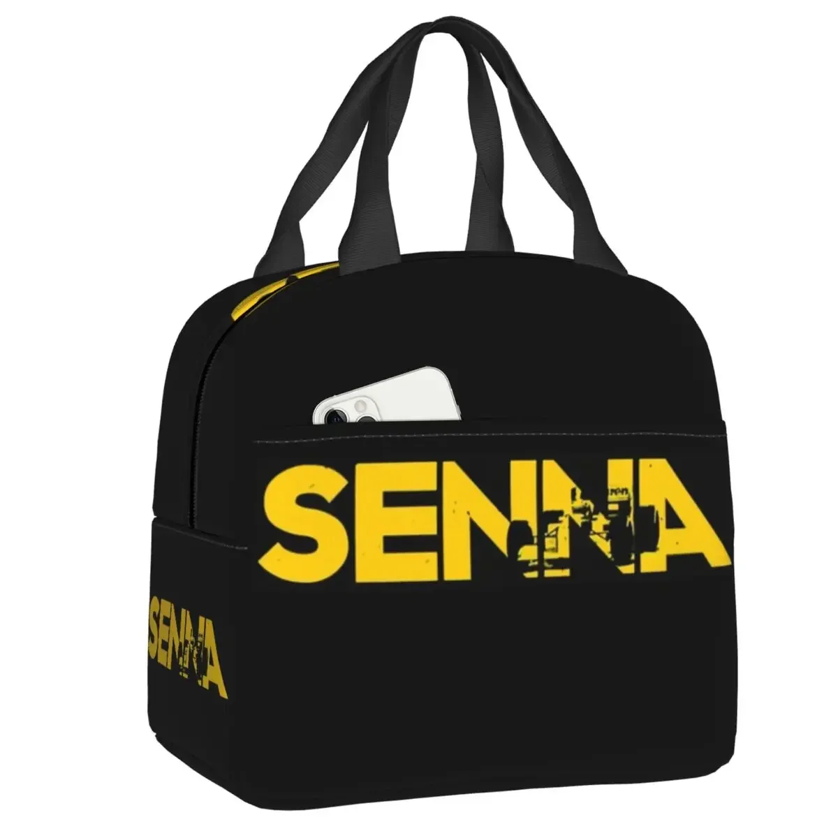 사용자 정의 Ayrtons 브라질 레이싱 드라이버 Senna 열 절연 점심 가방 여성 휴대용 점심 토트 다기능 식품 상자
