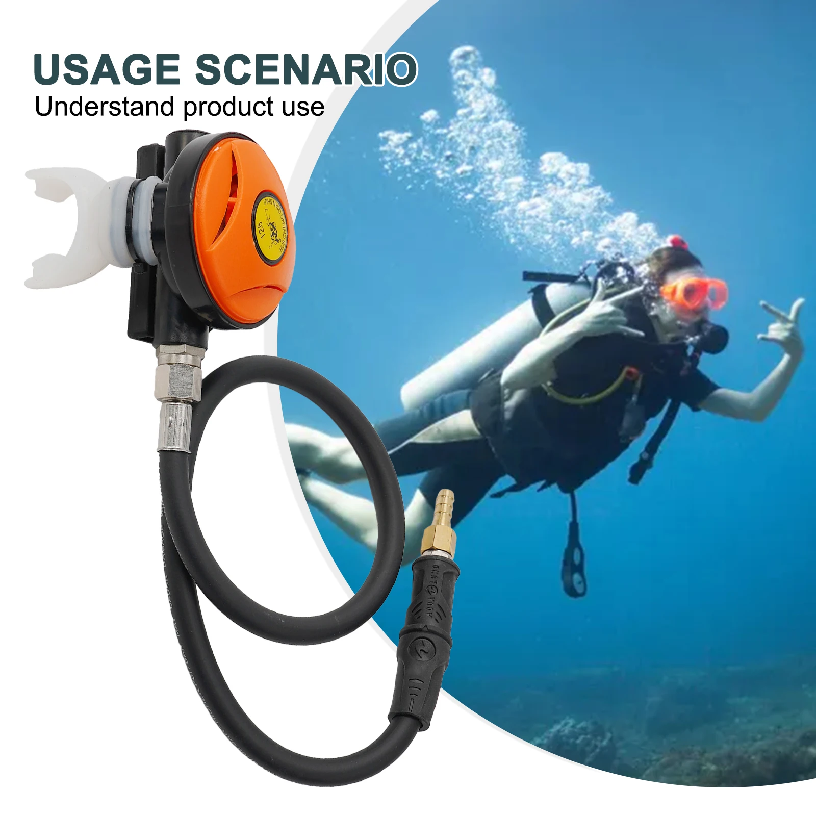Diving Gear Set, Explorer Scuba Dive Regulator with Octopus Hookah Hose, Smooth Breathing, Under chin Exhaust System