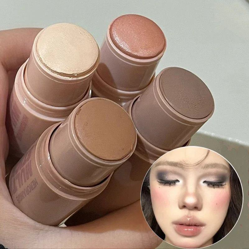 Natural Brown Contouring Highlighter Stick - Matte Beige Concealer & Brightening Primer for Three-Dimensional Facial Makeup