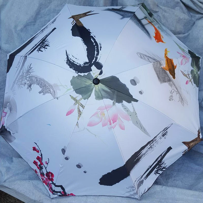 Ombrello Uv Creativo Sun Rain Ombrello Cinese Parasole Antivento Paraguas Paraguas Plegable Ombrellone Da Giardino Sonnenschirm