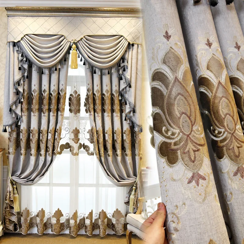 

European Luxury Curtains for Living Dining Room Bedroom Embroidery High-precision New House High-shading Custom