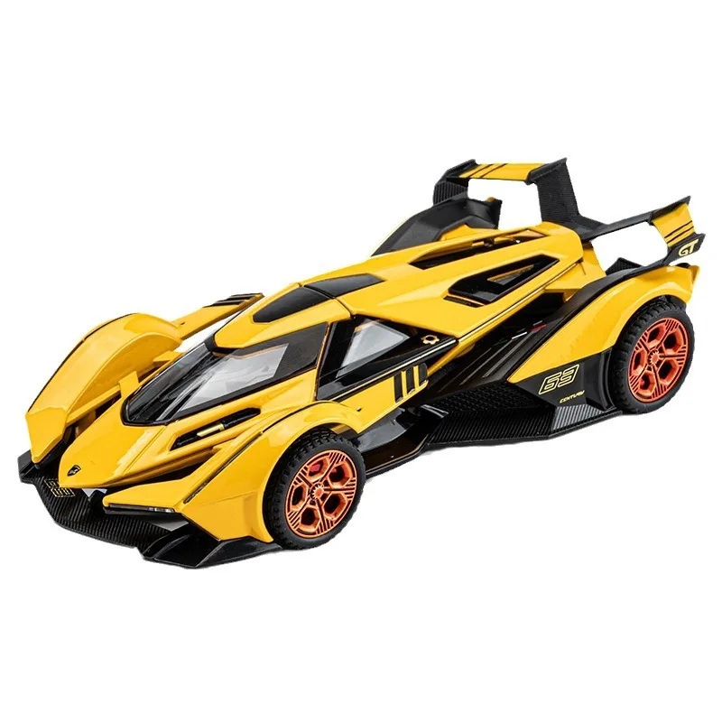 1:32 Scale Diecast Car Germany Bull Metal Model With Light And Sound LamboV12Vision GT Pull Back Vehicle Alloy Toy For Gifts huina 1 50 diecast car model alloy simulation concrete pump scale truck toy wheel loader vehicle dump engineering back to school