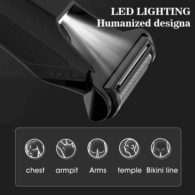 Groin & Body Hair Trimmer – Dual-Head Safe Trimmer & Foil Blades, Waterproof Wet/Dry Groomer USB-C Rechargeable with Travel Lock 3