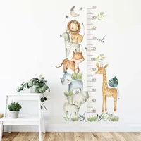 3PC Cartoon Animal Height Ruler Wall Stickers for Waterproof Removable PVC Kids Room Kindergarten Home Decoration 2