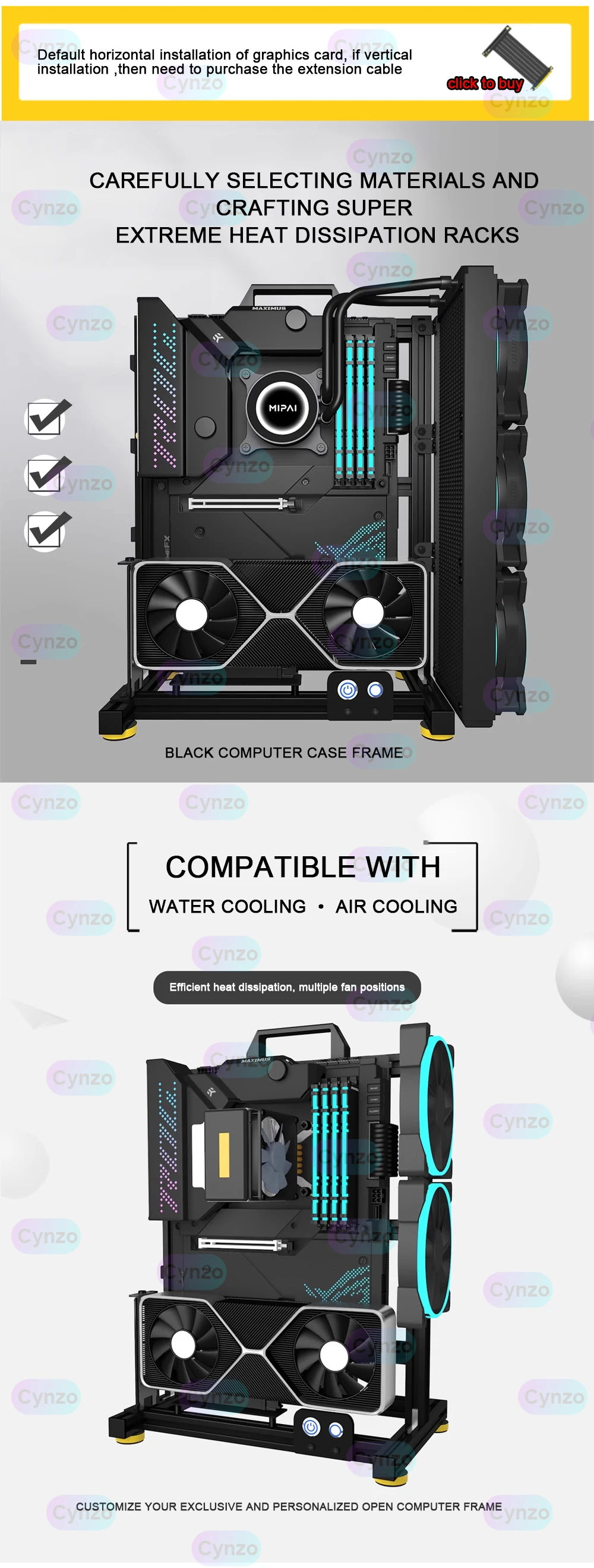 Frame, cremalheira portátil do PC, DIY personalizado