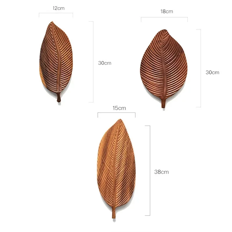 Wooden Leaf Shape Refreshment Tray Dessert Snack Plate Chinese Style Pastry Plate Decorative Tableware Cake Stand Party Supplies