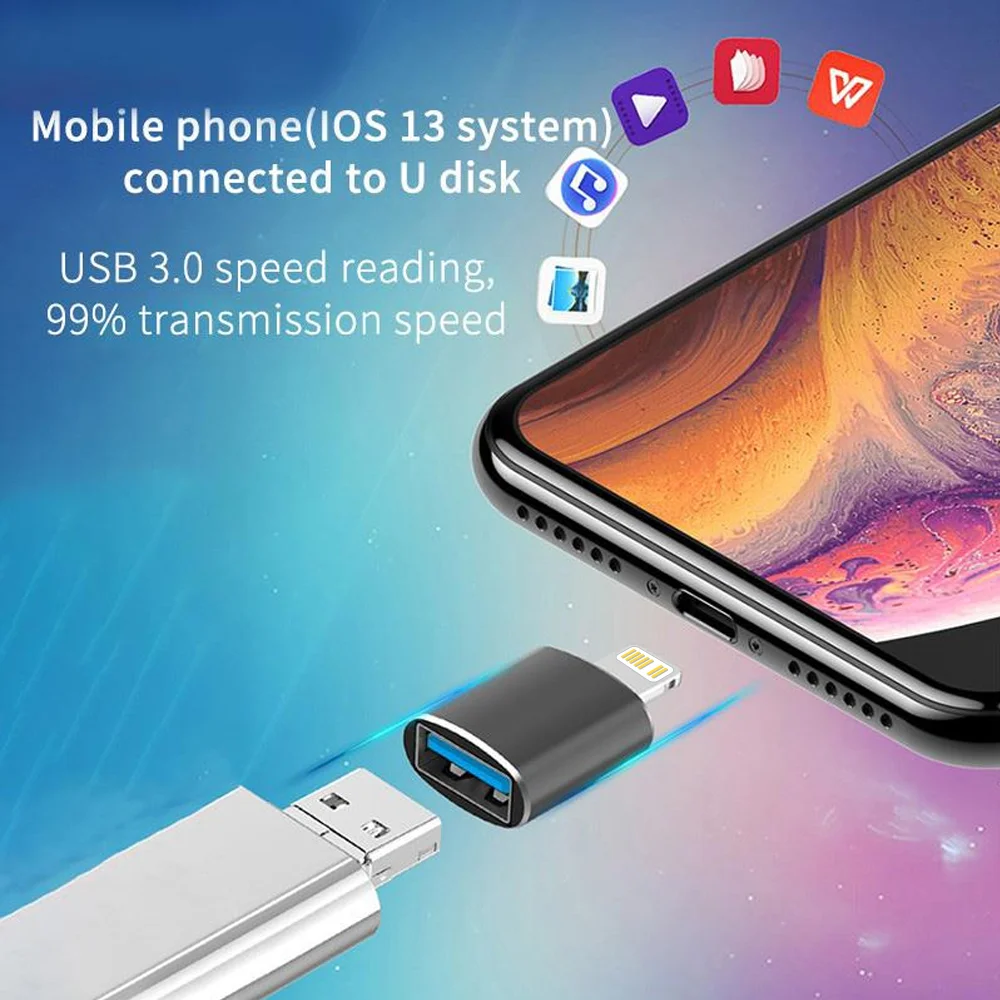 Адаптер Lightning OTG для iPhone 14 13 12 11 Pro XS Max XR X 8 7 6s iPad U Disk Lightning для USB 3,0 адаптер для iOS 13 и выше