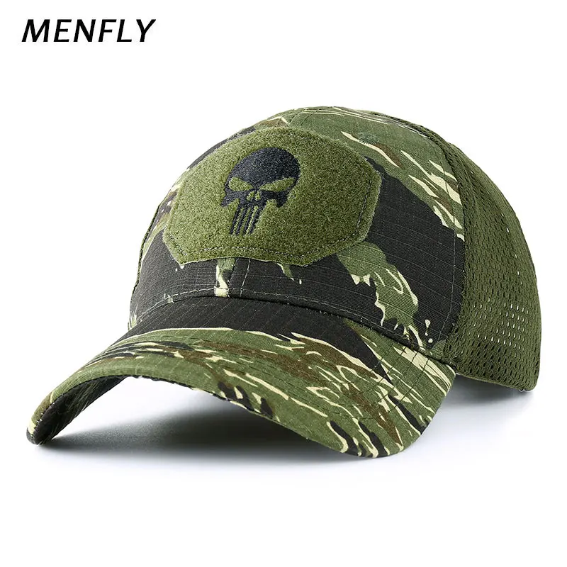 

Skull Camouflage Military Baseball Cap Tabby Fisherman Hat Browning Tactical Hunting Caps for Men Tiger Stripes Army Summer Hat