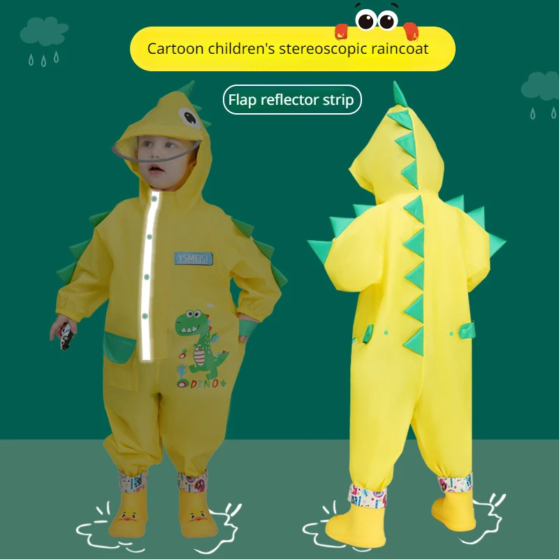 Children's Raincoat Poncho Kindergarten Primary School Students Baby Rain Gear Dinosaur
