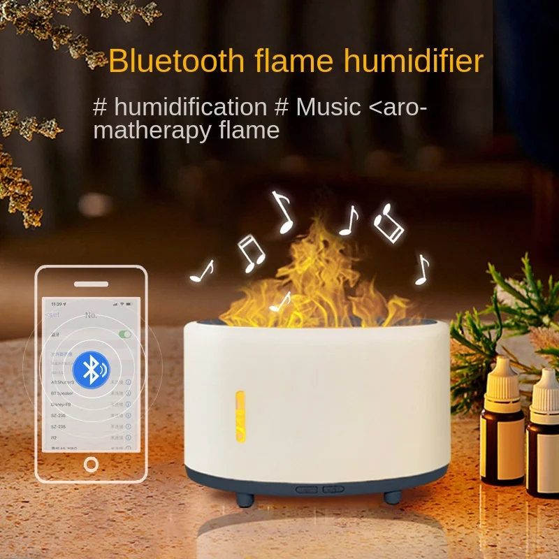 

Outdoor camping Bluetooth music flame humidifier 200ml high fog remote control with sound, ambient light atomizer