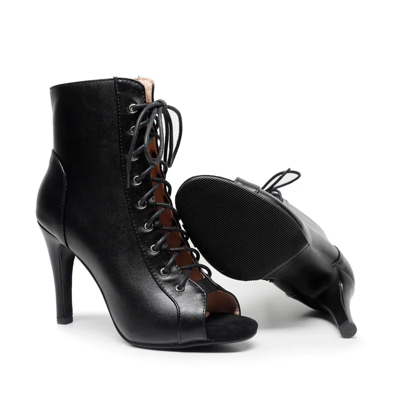 High Top Latin Dance Shoes for Outdoor Women Street Salsa Tango Boots Open Toes Ballroom Women's Heels dance shoes