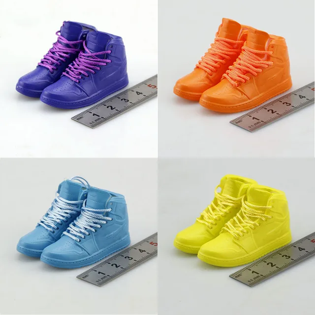 1/6 Scale Fashion Male High Top Lace Up Classic Canvas Sports Casual Sneakers Sports Shoes Model Hollow For 12 inches Body 1