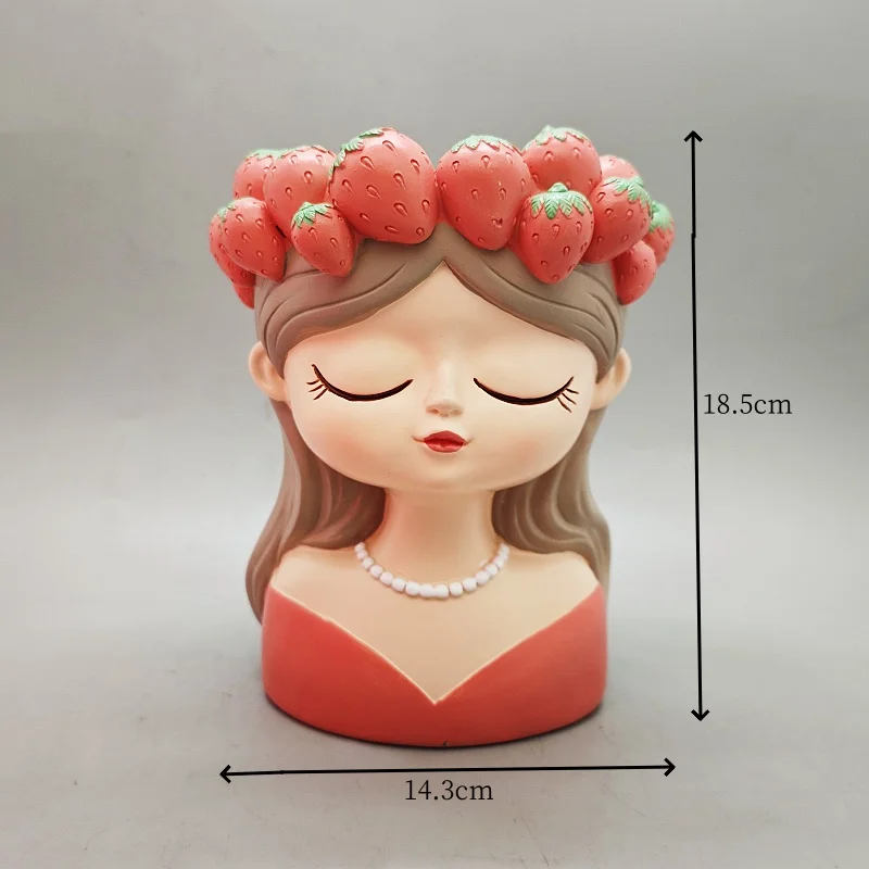 대형 딸기 소녀 화분 실리콘 몰드, 다육 식물 콘크리트 화분, DIY 홈 데코 수공구