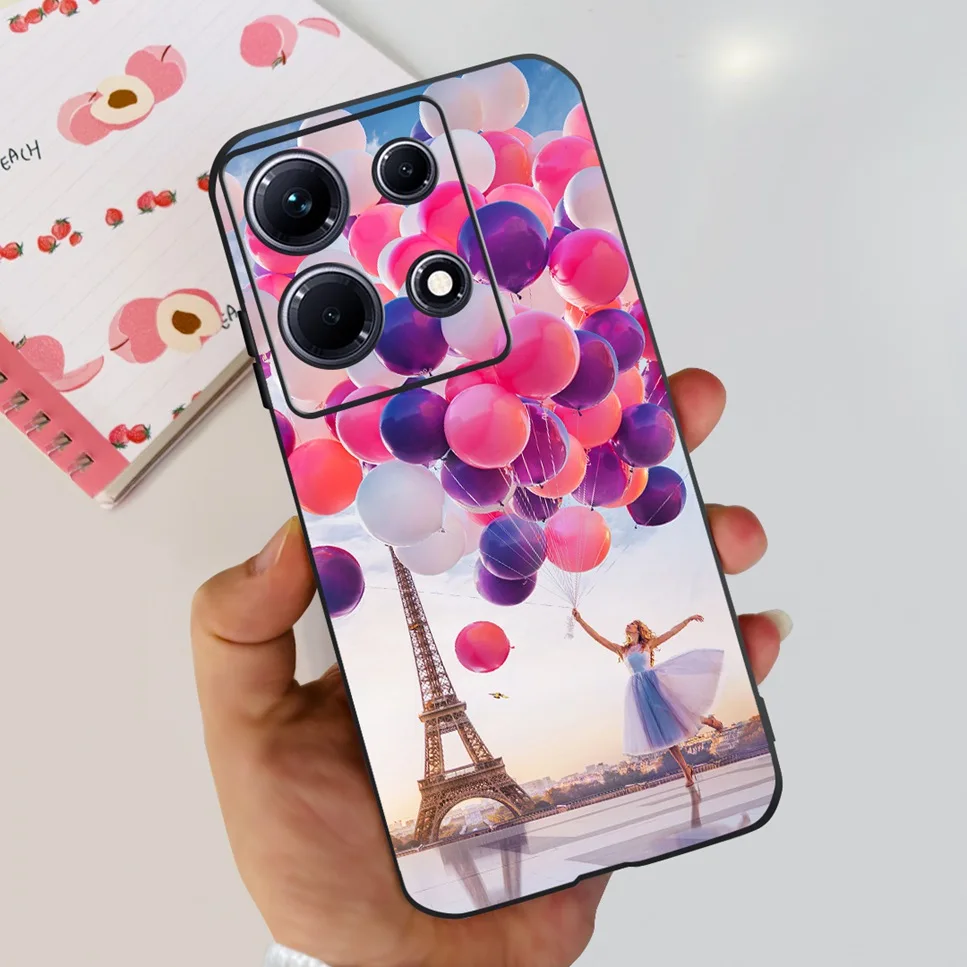 Fashion Cute Flowers Luxury Black Phone Case Back Cover