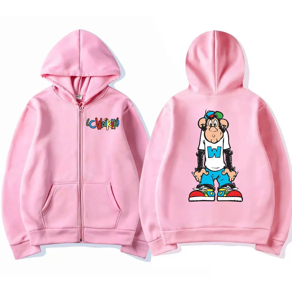 Solemn Lc Waikiki Monkey Graphic Zipper Hoodie Male Fashion Oversized Sweatshirt Men Women's Casual Fleece Cotton Zip Up Jacket