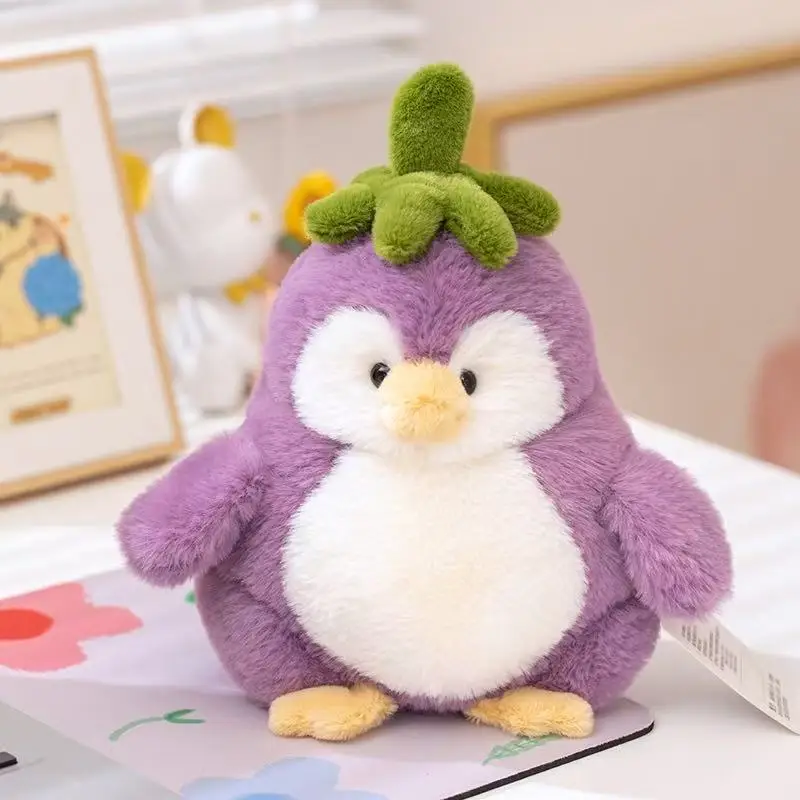 New Cute Cartoon Creative Purple Eggplant Penguin Plush Toys Kawaii Anime Soft Pillow Funny Dolls Ornaments Birthday Gifts