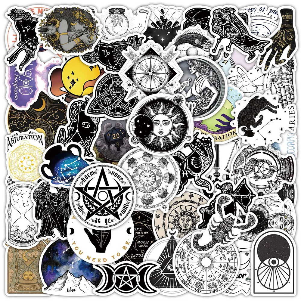 10/30/50pcs Mysterious Astrology Graffiti Stickers Cool Decals DIY Scrapbook Phone Laptop Waterproof Constellation Sticker Packs postcolonial astrology