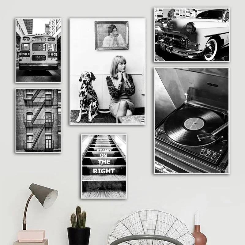 

Black And White Style Poster Nordic Wall Art Photography Posters Canvas Painting Picture for Living Room Modern Girl Decorative