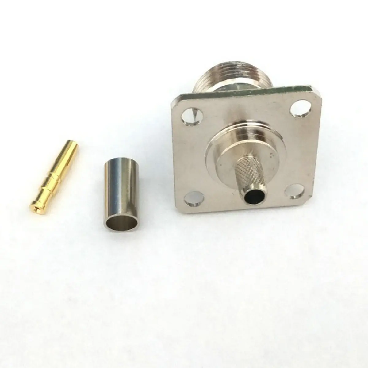 20-50 Pz Rame N Femmina 4 Fori Montaggio A Pannello Crimp Lmr195 Rg58 Rg400 Rg142 Cavo Connettore Rf