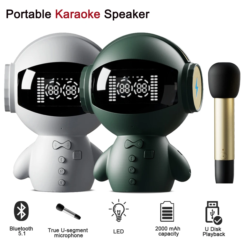 M100 Portable Speaker Robot Smart Bluetooth compatible Karaoke Speaker ...