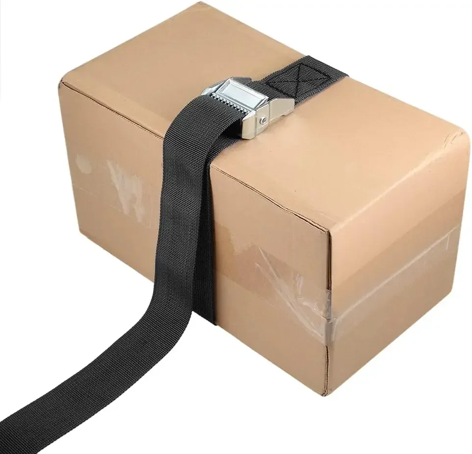 New Black Tie Down Strap Strong Ratchet Belt Luggage Bag Cargo Lashing With Metal Buckle