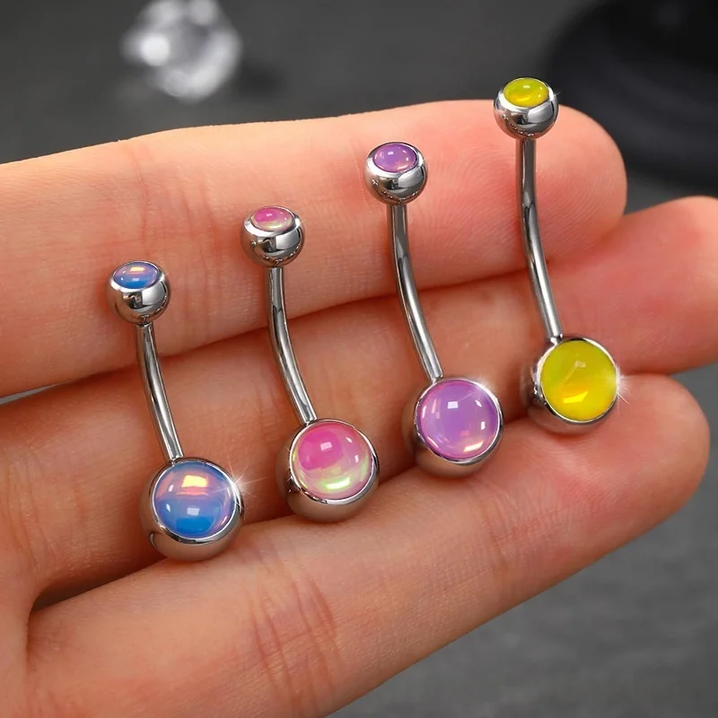 G23 Titanium Belly Button Ring 14G External Thread Drop Oil