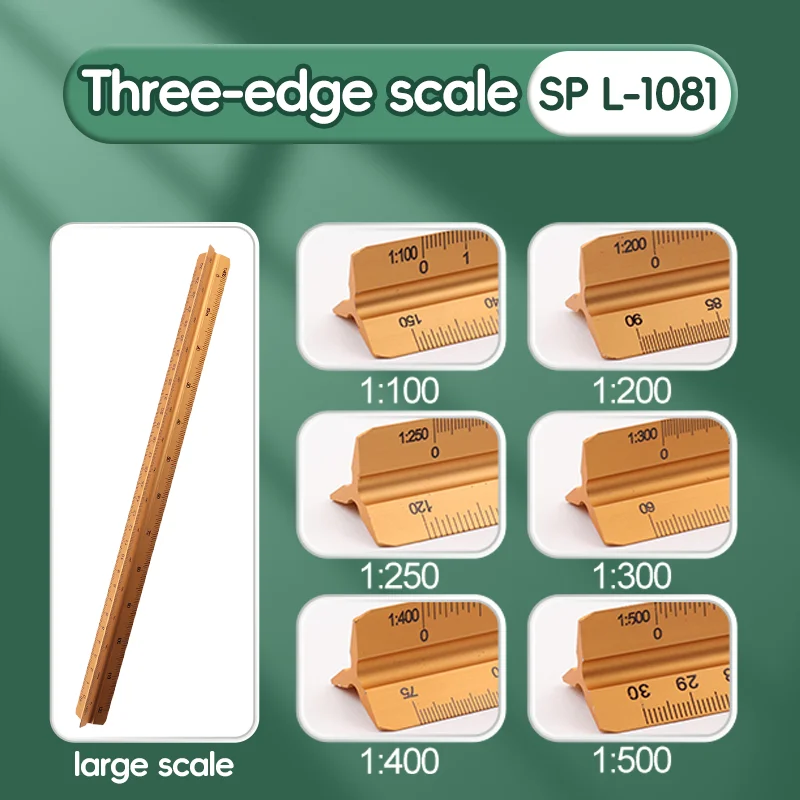Bola espacial 30cm régua de escala triangular metal régua reta arquiteto métrico engenheiro ferramenta de medida de desenho preciso