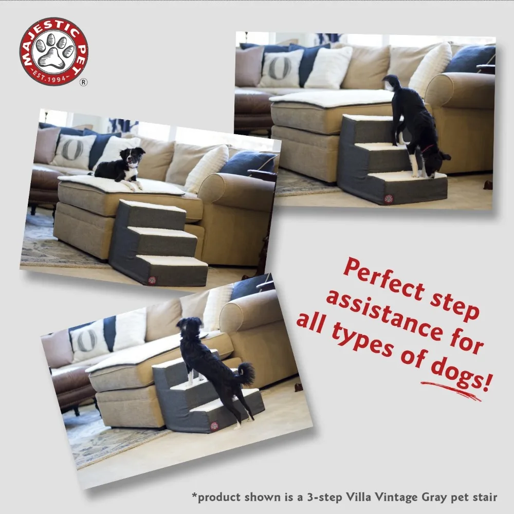 Links Pet Stairs 4 Steps Black Machine Washable Removable Cover 24" x 16" x 20"