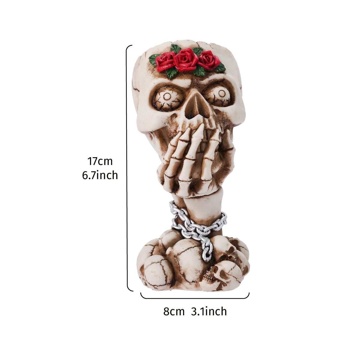 1PC,Halloween Decor resin material, vintage and retro style. Don't listen, don't look, not mention the skull storage pen holder
