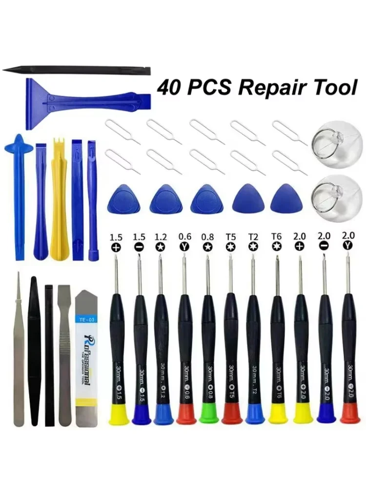 40-in-1 Handy-Reparatur-Werkzeugset Demontage-Schraubendreher-Set Pinzetten Saugnapf-Öffnungswerkzeuge für iPhone Samsung Smart – Detail 1