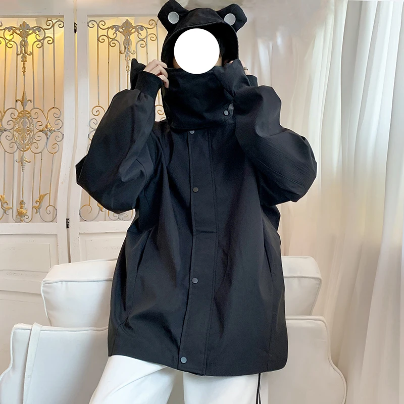 

Модная мужская куртка с капюшоном, уличная ветрозащитная Свободная куртка в стиле хип-хоп, мужская уличная куртка, женские топы в Корейском стиле, осенняя одежда