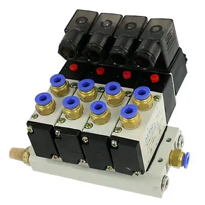 

4V210-08 DC 24V Quad глушители клапанов 6 мм Quick фитинги базовый набор