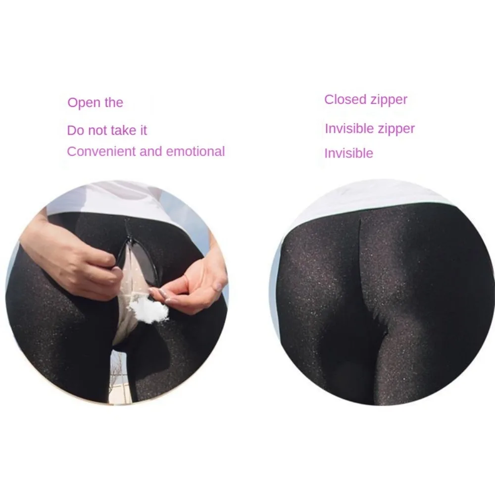 Winter Fleece Invisible Open Crotch Outdoor Sex Pants Warm Trousers Yoga Sport Leggings Femme Shaping plus Size Women's Clothing