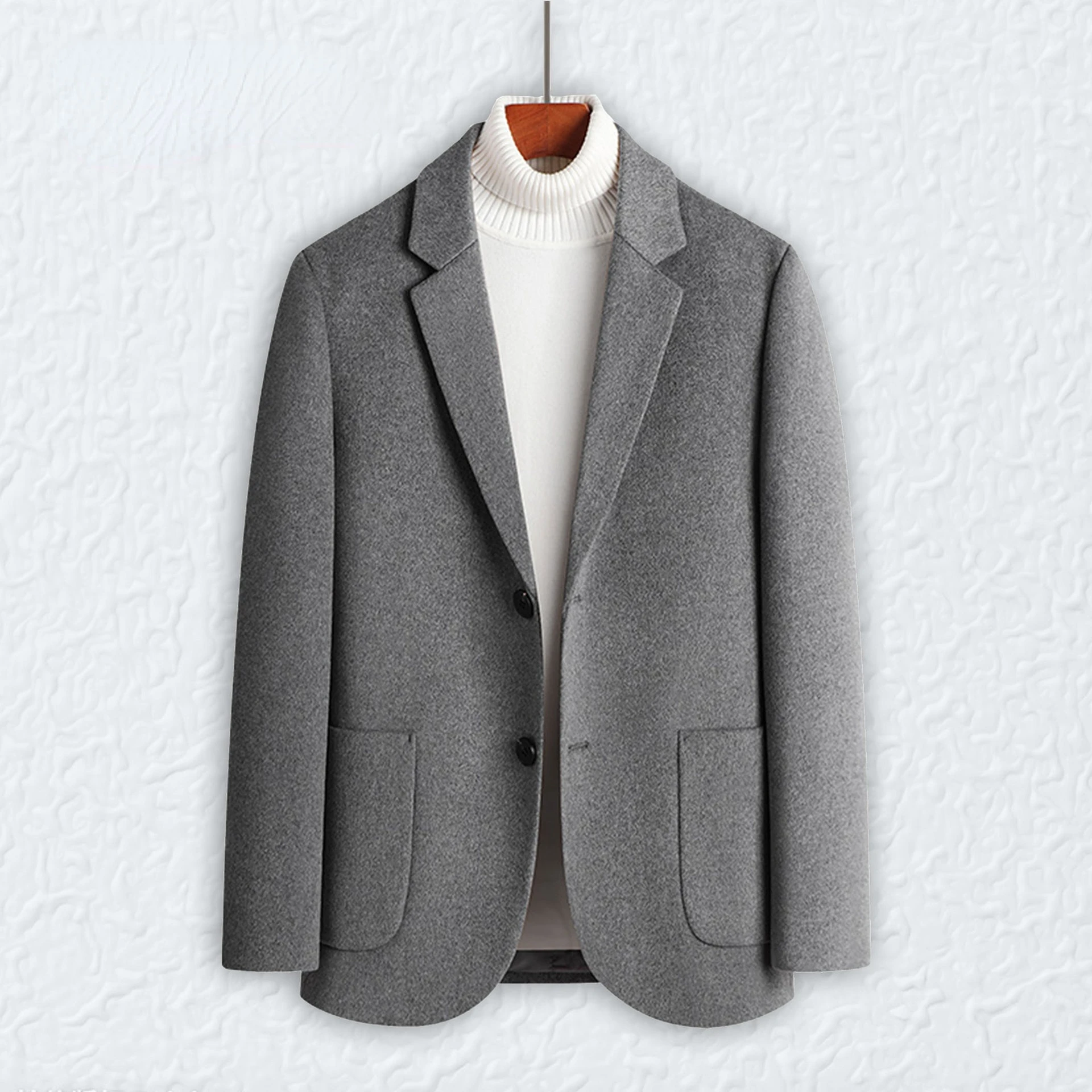 

Man Grey Wool Suit Spring Autumn Solid Color Casual Woolen Mens Business Suit Coat Button Up Suit Blazer Jacket Oversize Xxxl