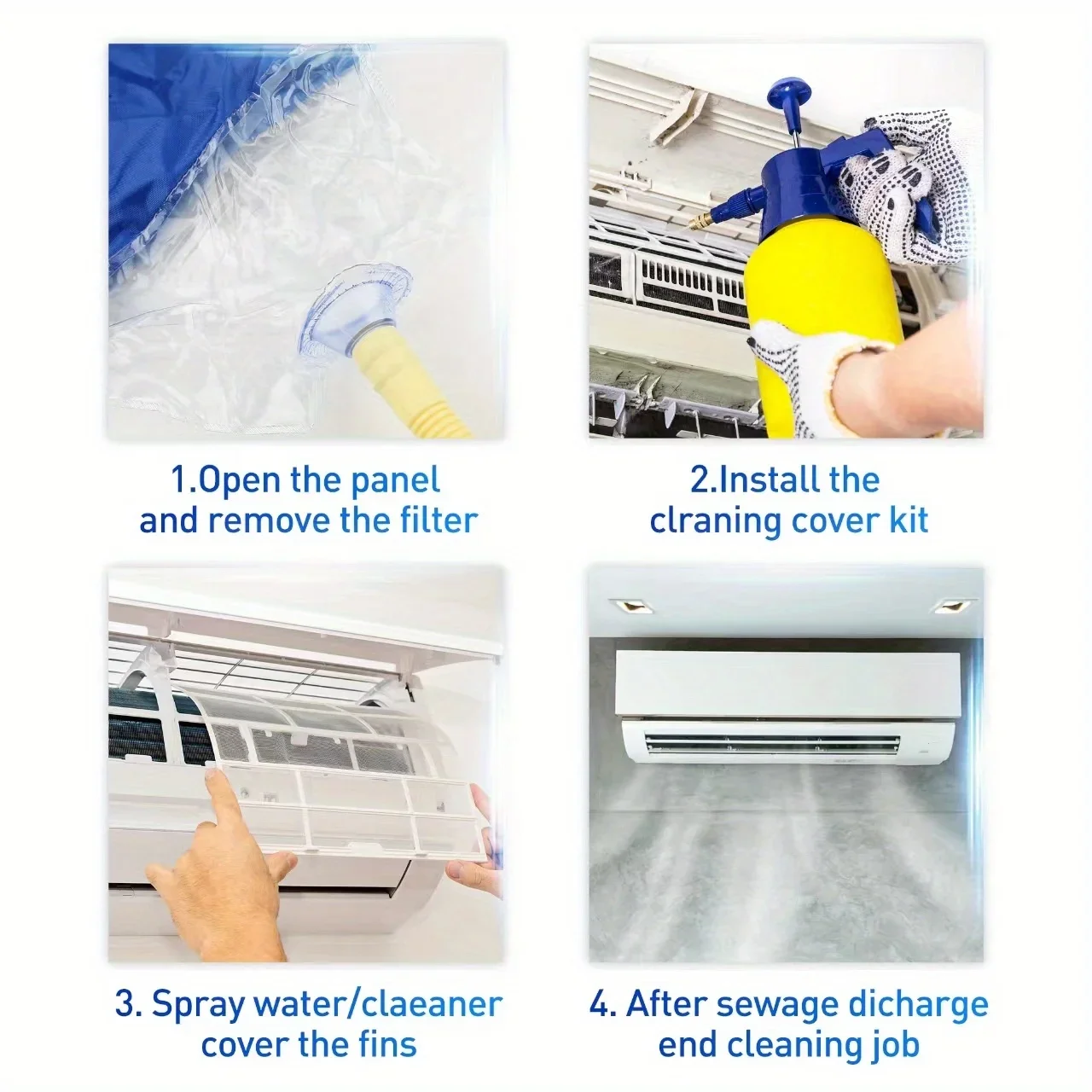 Description Picture 6 of itemLarge 95/130cm Air Conditioner Cleaning Cover Kit Double Thickening Wash Mounted Protective Dust Cleaner Water Bag Support Plate