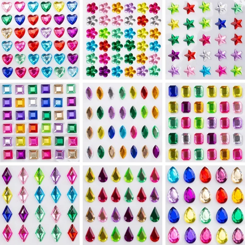 

Heart/Flower/Star/Drop/Square/Boat/Diamond Self Adhesive Rhinestone Sticker Gems/Adhesive Stick On Diamantes for Craft #044031