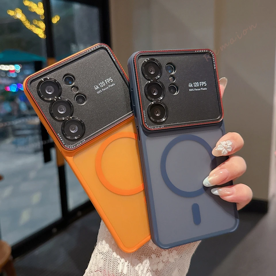 Magnetic Luxury Phone Case with Matte Finish and Camera Protector Cover