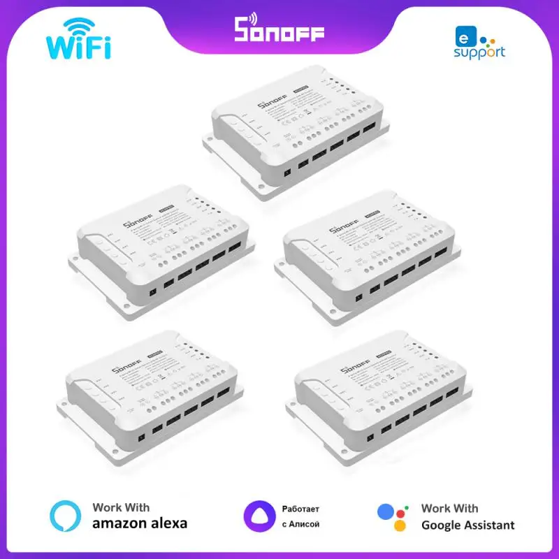 

Sonoff 4CH R3/ 4CH PRO R3 4 Gang Wi-Fi Smart Switch Module Voice Control Interlock Inching Control via eWeLink APP Support Alexa