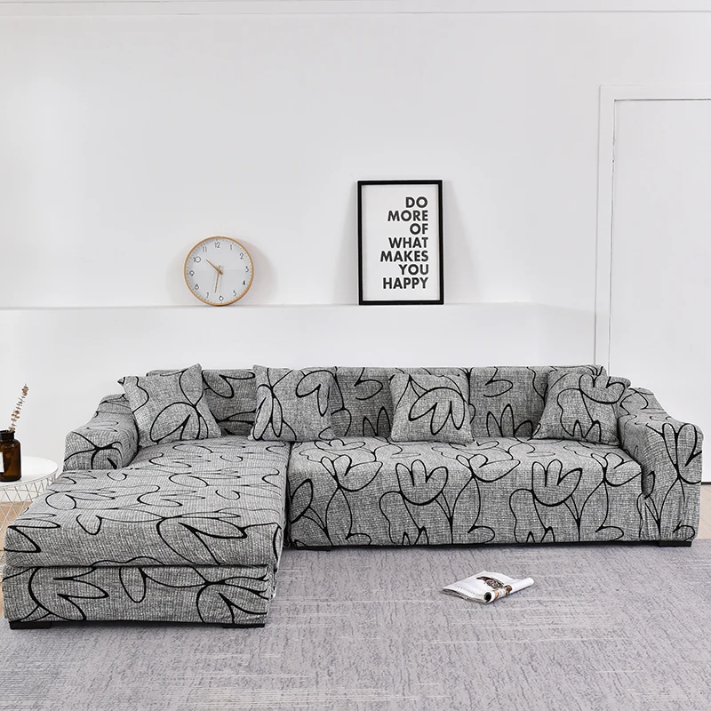 L Shape 2pcs Sofa Cover Elastic Spandex Stretch Sofa Covers Couch Cover for L-Shape Sofa Universal Washable Sofa Cover Non-Slip 6